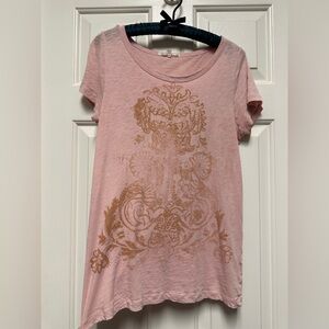 J. Crew Pink and Gold Graphic Tissue Tee Size M